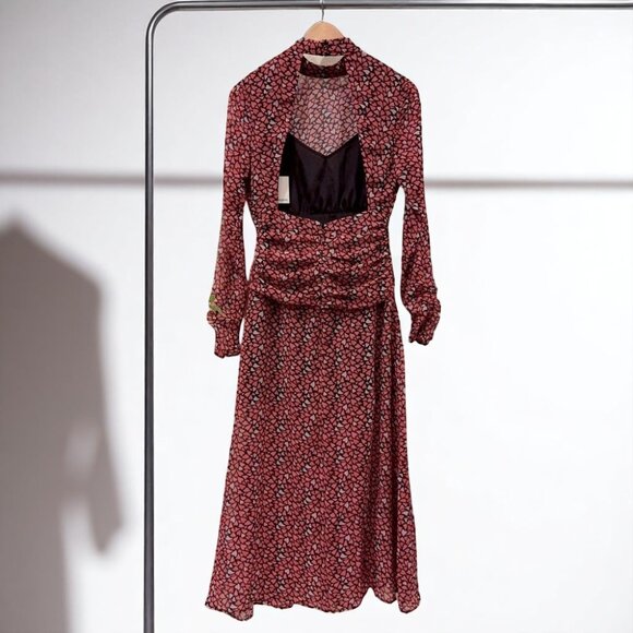 NWT Finders Keepers Amour Long Sleeve Heart Print Midi Dress - Picture 5 of 13